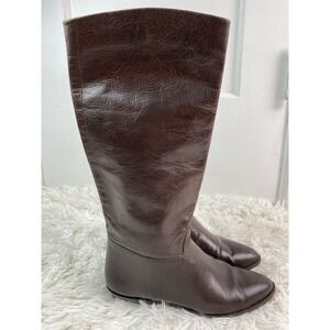 Nine West N-Agnes Women's 6.5 Brown Leather Almond Toe Riding Boots